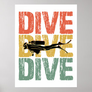 Poster Dive-Dive - Mergulhador Submarino Scuba