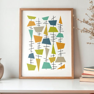 Poster Diversa Geométrica Suspensa Colorida Meados do Séc