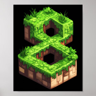 Poster Diversão 8º Aniversário Número 8 Video Gamer Tema