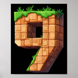 Poster Diversão 9º Aniversário Número 9 Video Gamer Tema 