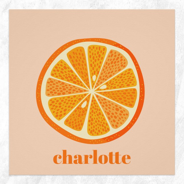 Pôster Diversão Citrus Orange Personalizada (Personalized name fun citrus orange poster)