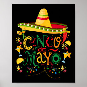 Poster Diversão Colorida Design de Cinco de Maio