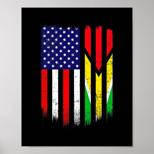 Poster Diversão da Guiana Bandeira Americana Homens Mulhe (Frente)