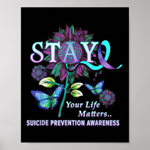 Poster Diversão da prevenção suicida Consciência Mantenha