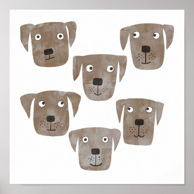 Poster Diversão de Chocolate de Aquarela Labrador Cães de (Frente)