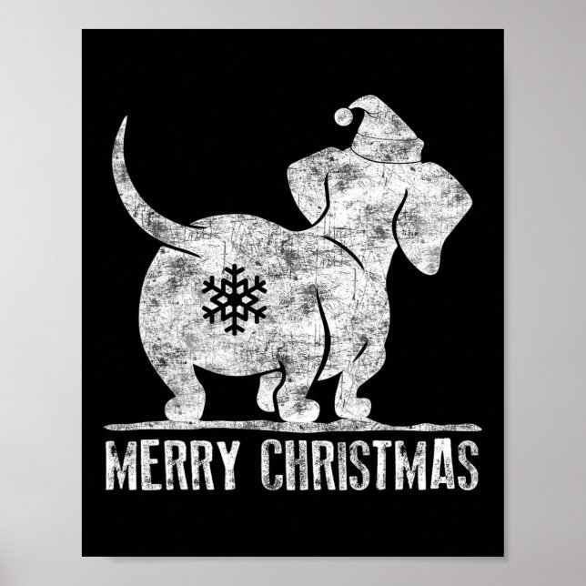 Poster Diversão de Dachshund Feia de Natal Cachorro Cacho (Frente)