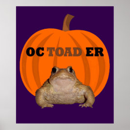 Poster Diversão de Feriado de Halloween com Sapo e Outubr