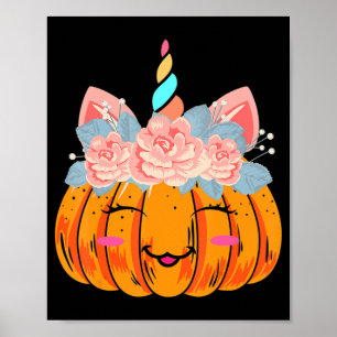 Poster Diversão de Halloween Ação de Graças Cute Unicorn