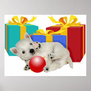 Pôster Diversão de Natal com Filhote Westie