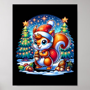 Poster Diversão De Natal Para Crianças Esquilo Inverno E