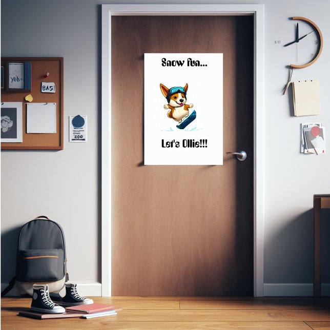 Poster Diversão de snowboard de Corgi (For the teen who loves the snow!)