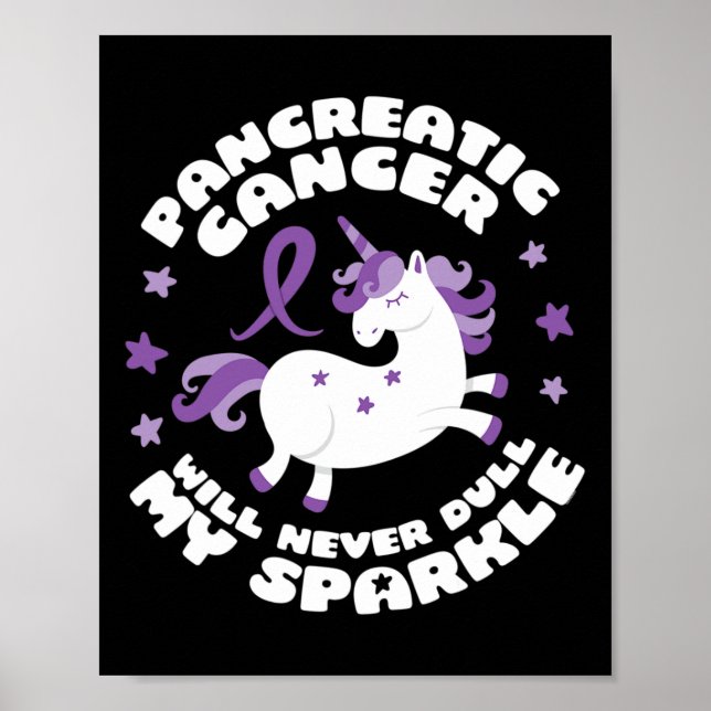 Poster Diversão do Câncer de pâncreas Unicorn (Frente)
