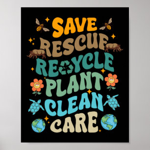 Poster Diversão do Dia da Terra Economize o Reciclar de E