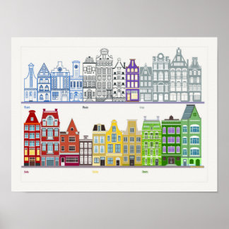 Poster Diversão e cor única - Casa de linha Amsterdã 2