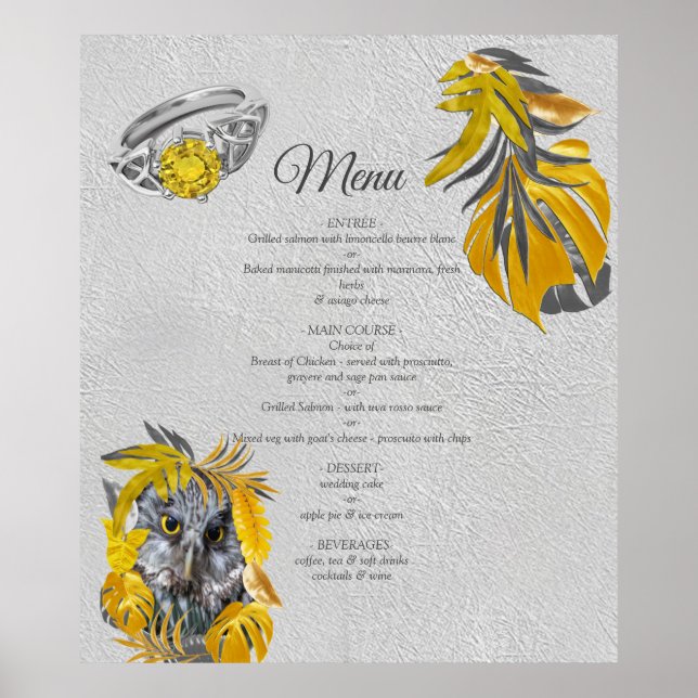 Poster Diversão Expressiva em Folhas de Amarelo e Cinza (Frente)