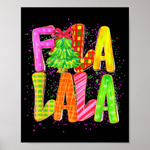 Poster Diversão Fa La La Coquete Laço Xadrez Natal Árvore