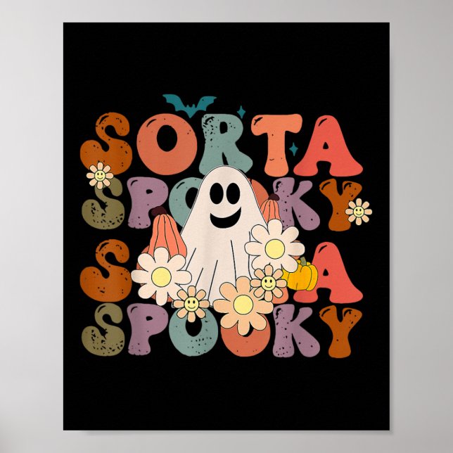 Poster Diversão Floral Fantasma Halloween Queda Pumpkin R (Frente)