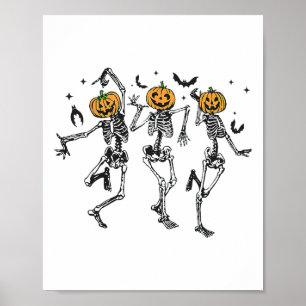 Poster Diversão Halloween Pumpkin Dancing Skeleton Costum