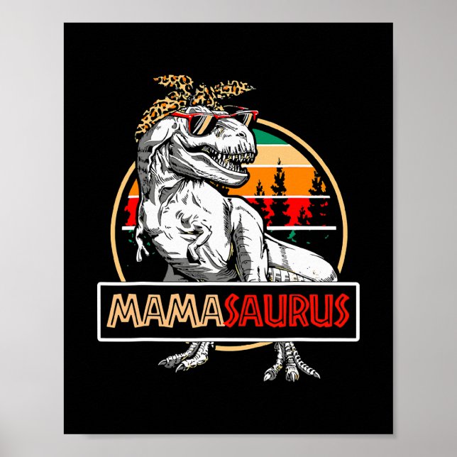 Poster Diversão Mamasauro T rex Dinossauro Tee Mama Sauru (Frente)