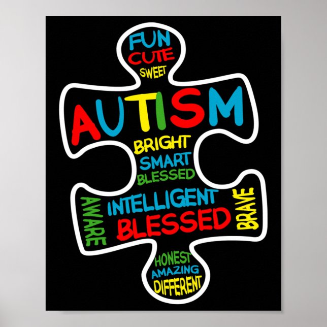 Poster Diversão Mês de Conscientização do Autismo Peça de (Frente)