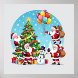 Poster **“Diversão Natalina com Múltiplos Papais Noéis – 