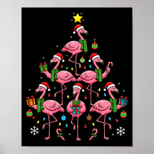 Poster Diversão Nk Flamingo Árvore de Natal Chapéus de Pa