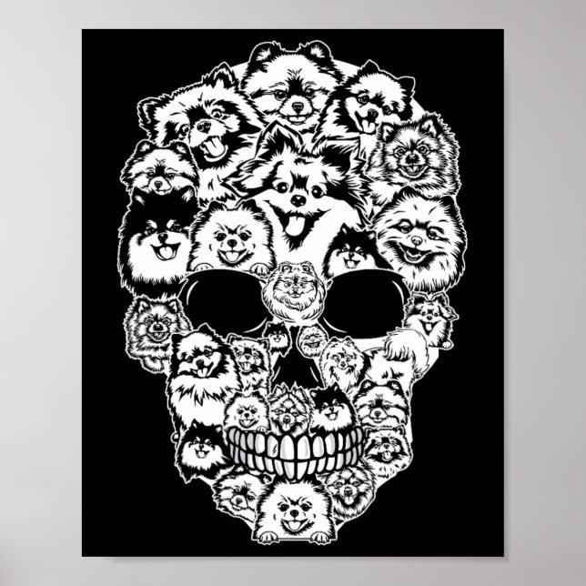 Poster Diversão Pomeraniana - Cachorro Skeleton Halloween (Frente)