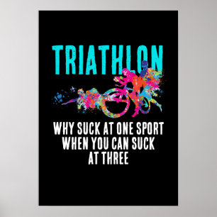 Poster Diversão Triathlon Quote Magenta E Turquesa Esplas
