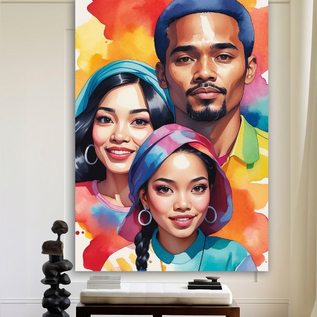 Poster Diversidade Pessoas-Multicultura Pop Colorida (Criador carregado)