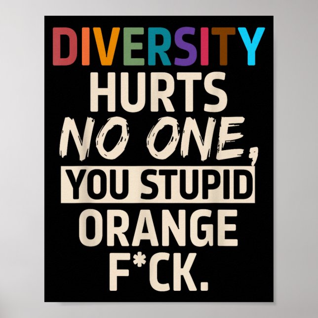 Poster Diversity Hurts You Stud Orange Fck Funny Slogan  (Frente)