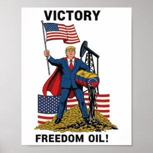 Poster Divertida Vitória Trump Liberdade Petróleo Venezue