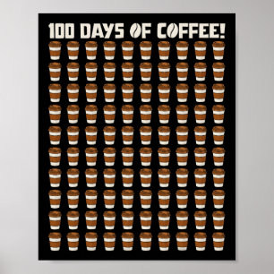 Poster Divertido 100 Dias De Café Professor Feliz 100º Di