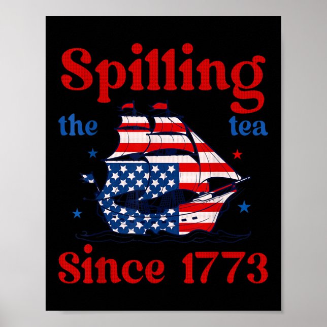 Poster Divertido 4 de Julho Derramando o Chá Desde 1773 4 (Frente)