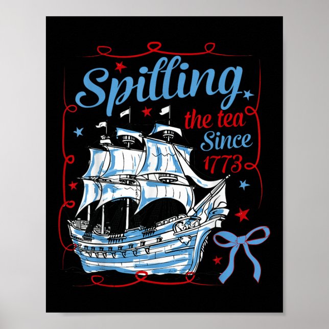 Poster Divertido 4 de Julho Derramando o Chá Desde 1773 C (Frente)