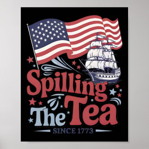 Poster Divertido 4 de Julho Derramando o Chá Desde 1773 E