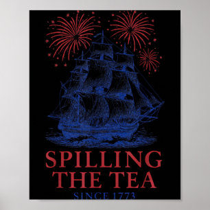 Poster Divertido 4 de Julho Vendendo O Chá Desde 1773 Qua