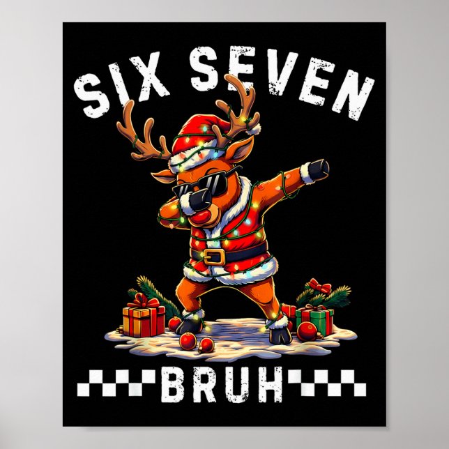 Poster Divertido 67 Natal Seis Sete Meme Reindeer Dabbing (Frente)