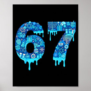 Poster Divertido 67 Seis Sete 6 7 Feliz Hanukkah Judaico 