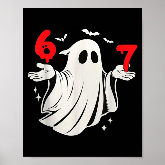 Poster Divertido 6 7 Seis Sete Meme Dia das Bruxas Humor  (Frente)