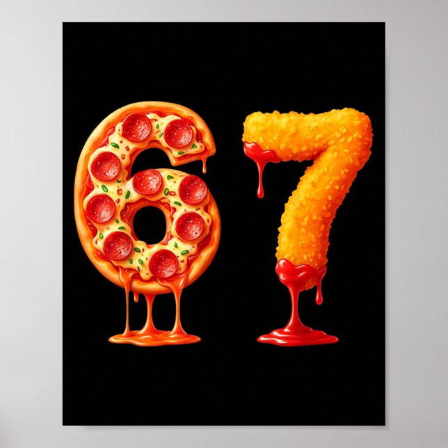 Poster Divertido 6 7 Zza Nugget Meme Seis Sete 67 Amantes (Frente)