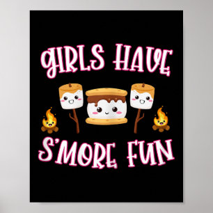 Poster Divertido Acampamento Smores Garotas Têm Mais Dive