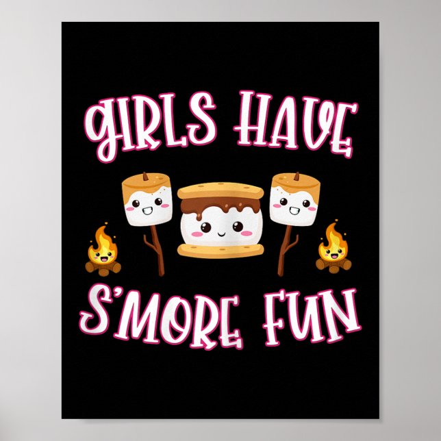 Poster Divertido Acampamento Smores Garotas Têm Mais Dive (Frente)