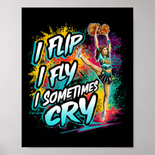Poster Divertido Cheerleading Eu Viro Eu Voo Cheerleader