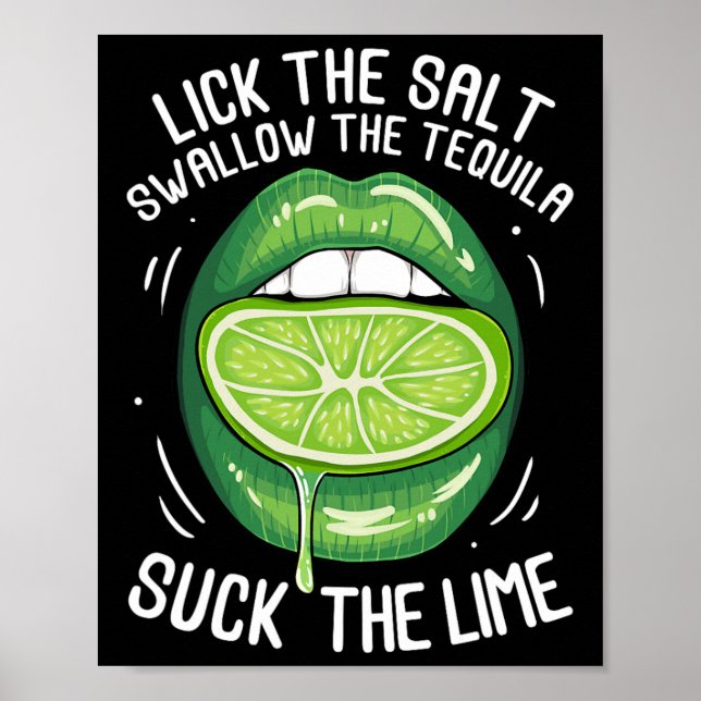 Poster Divertido Cinco De Mayo Lamber Sal Chupar Tequila  (Frente)