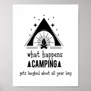 Poster Divertido Com O Que Acontece Que O Acampamento Se