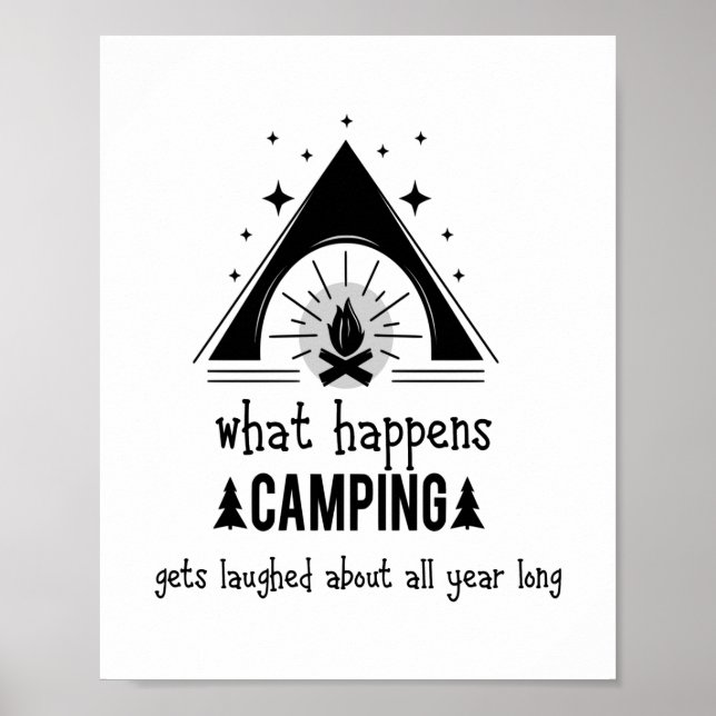 Poster Divertido Com O Que Acontece Que O Acampamento Se  (Frente)