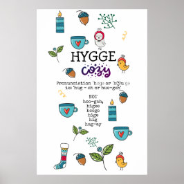 Poster Divertido como dizer à HYGGE doodles de arte popul