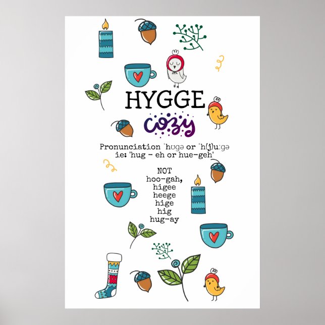 Poster Divertido como dizer à HYGGE doodles de arte popul (Frente)