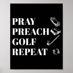 Poster Divertido Cristão Reza Prega Golfe Repete Pastor M