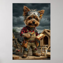 Poster Divertido de Construtor Yorkie – Divertido